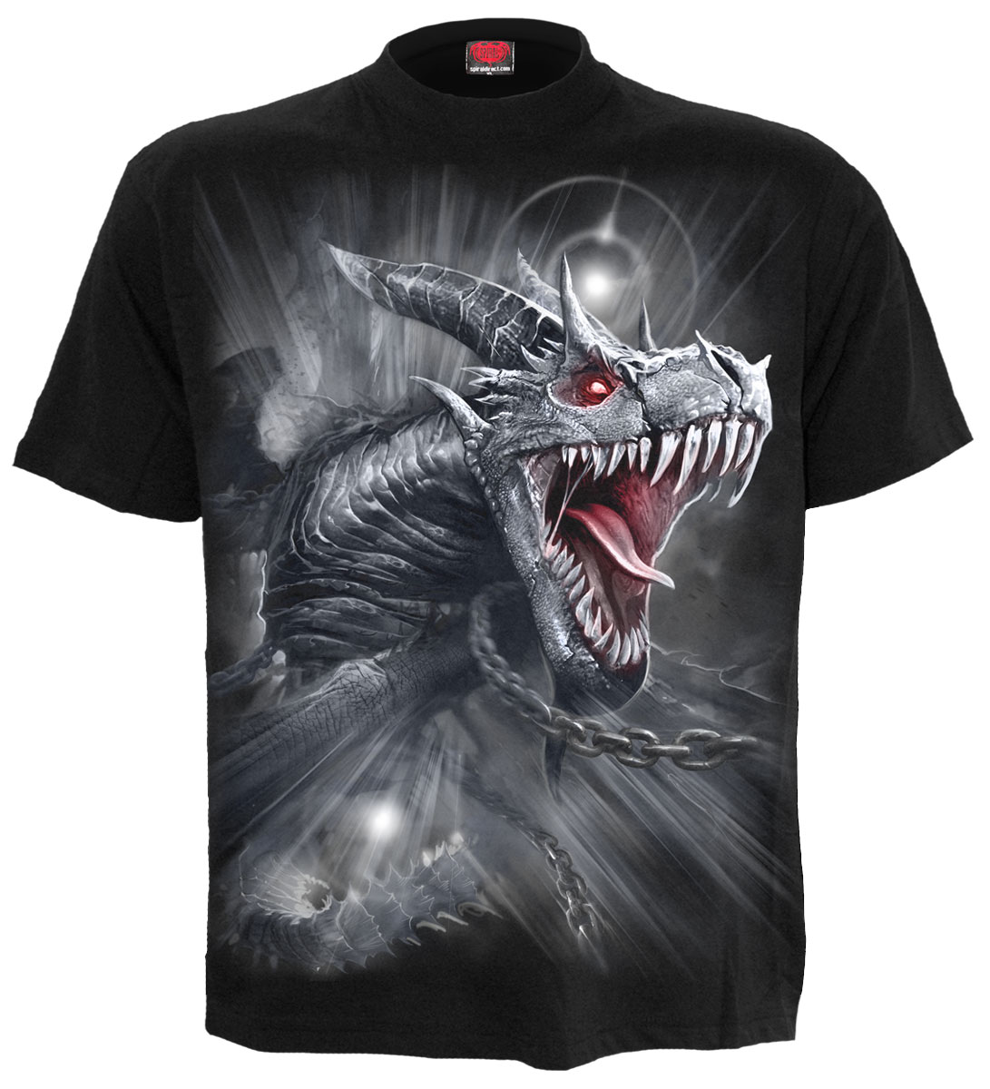 spiral t-shirts,cotton dragon t-shirts,black t-shirts,wings t-shirts,black mystical t-shirts