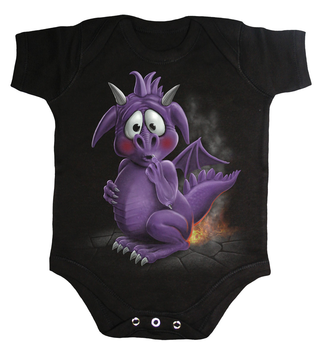 Dragon Relief Baby Sleepsuit Black (Plain)
