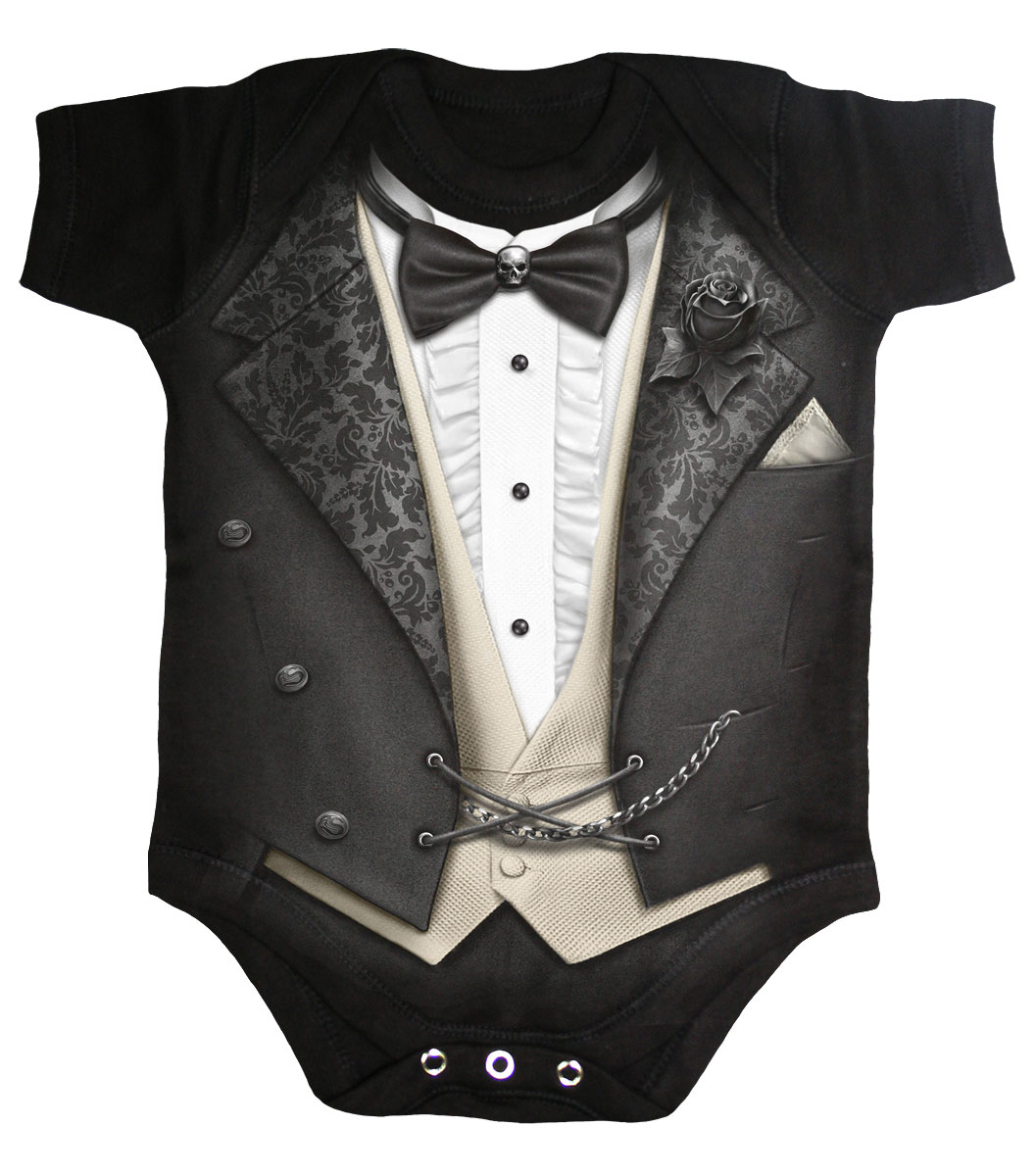 Tuxed Baby Sleepsuit Black (Plain)