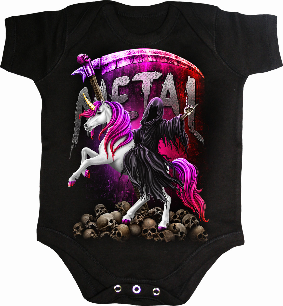 Metallicorn Baby Sleepsuit Black