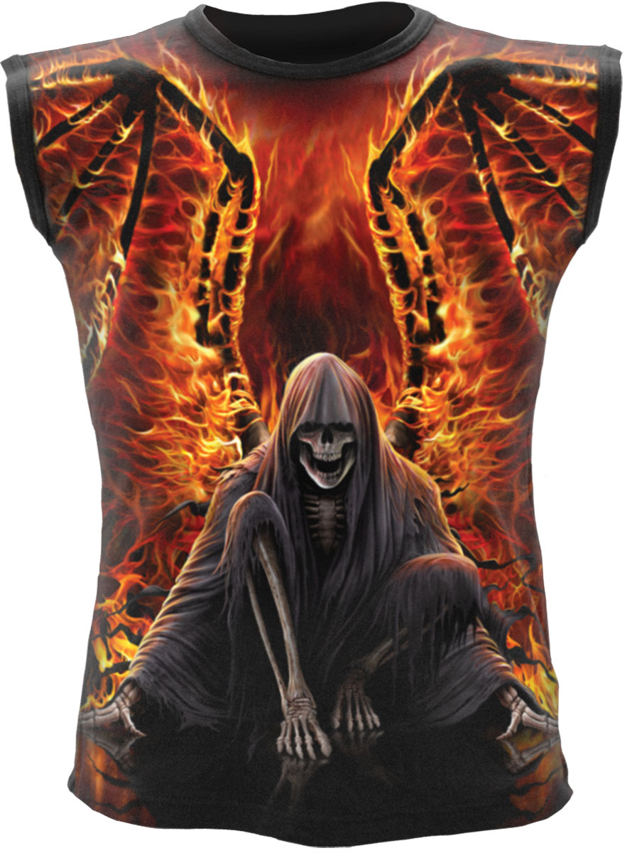 Flaming Death Allover Sleeveless T-Shirt Black