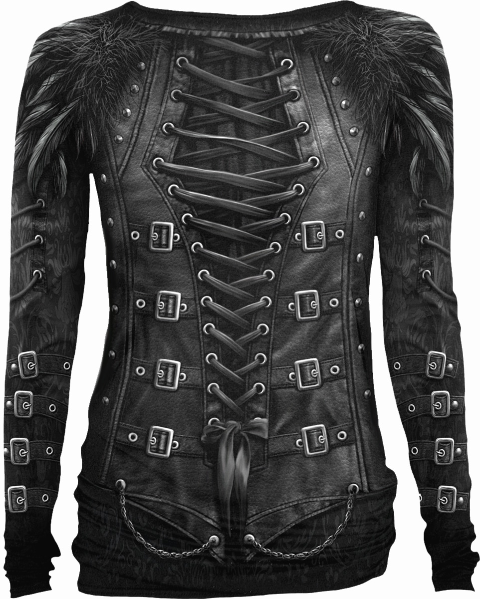 spiral direct gothic tops  long sleeve,black wings tops - long sleeve,black womens tops  long sleeve,female wings tops  long sleeve,gothic womens tops  long sleeve