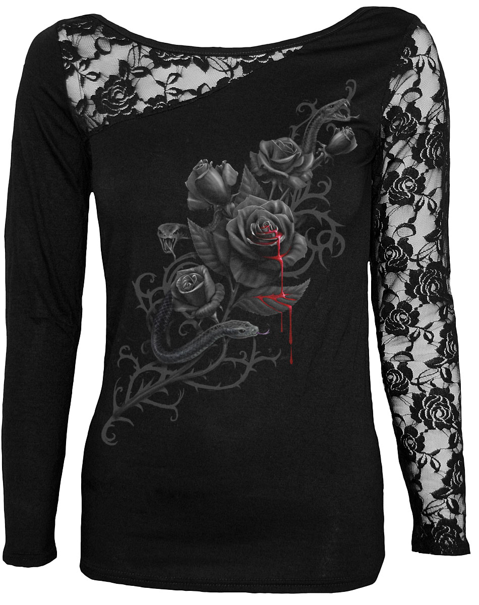 Fatal Attraction Lace One Shoulder Top Black (Plain)