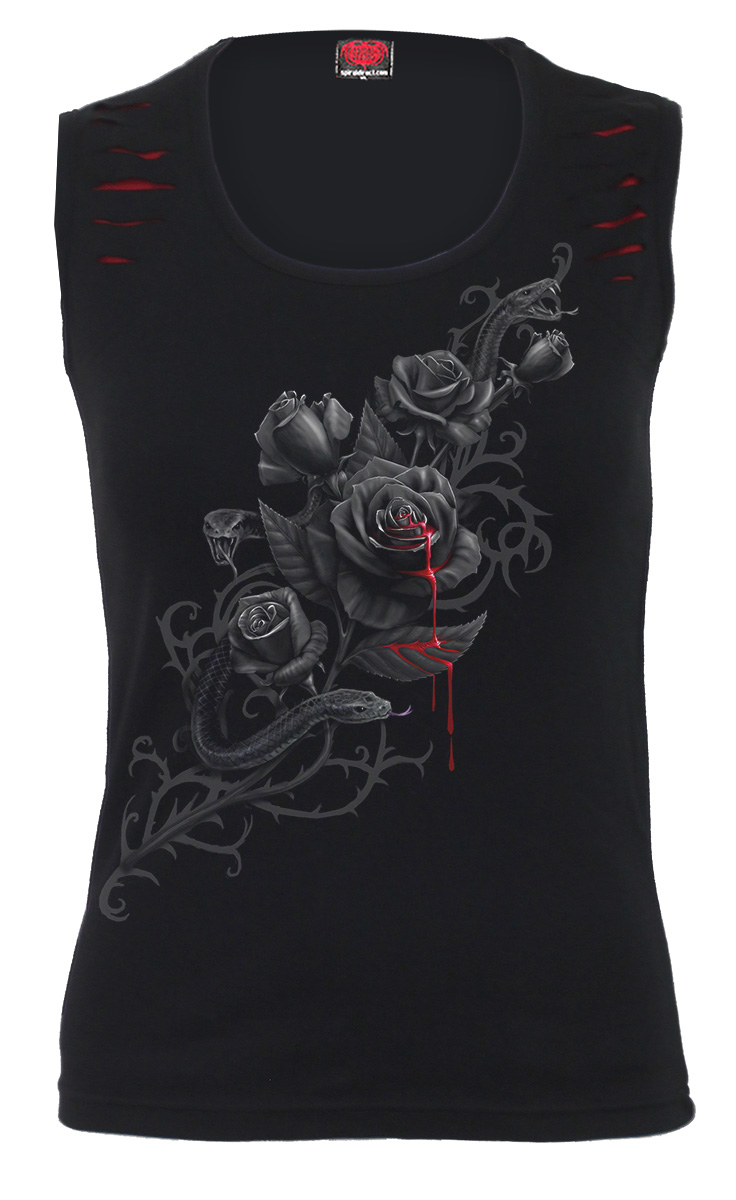 Fatal Attraction Red Ripped Sleeveless Top (Plain)