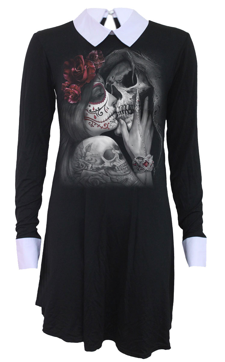 Dead Kiss Peterpan Collar Baby Doll Ls Dress (Plain)