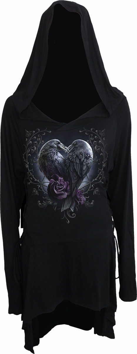 Raven Heart Black Widow Gothic Hooded Dress