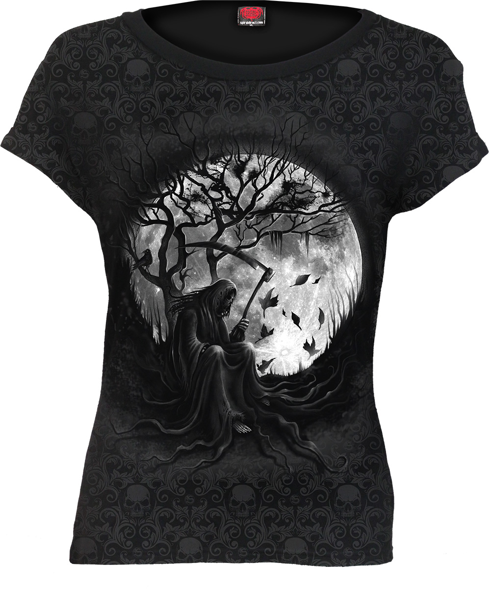 Killing Moon Scroll Impression Cap Sleeve Top