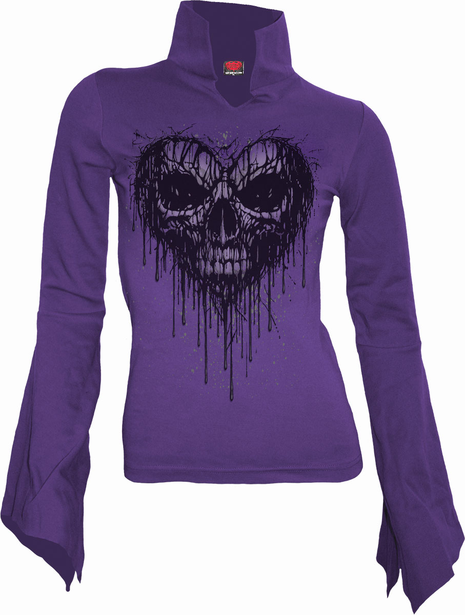 Dripping Heart High Neck Goth Top Purple (Plain)