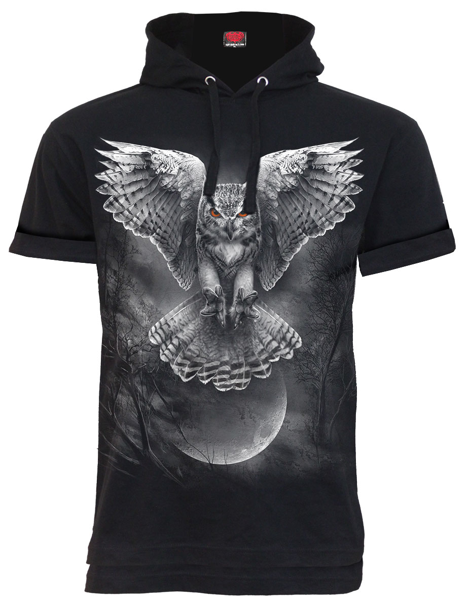 Wings Of Wisdom Fine Cotton T-Shirt Hoody Black (Plain)