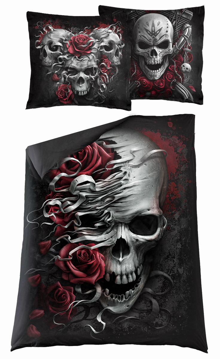 Skulls N' Roses Single Duvet Cover + Uk And Eu Pillow Case