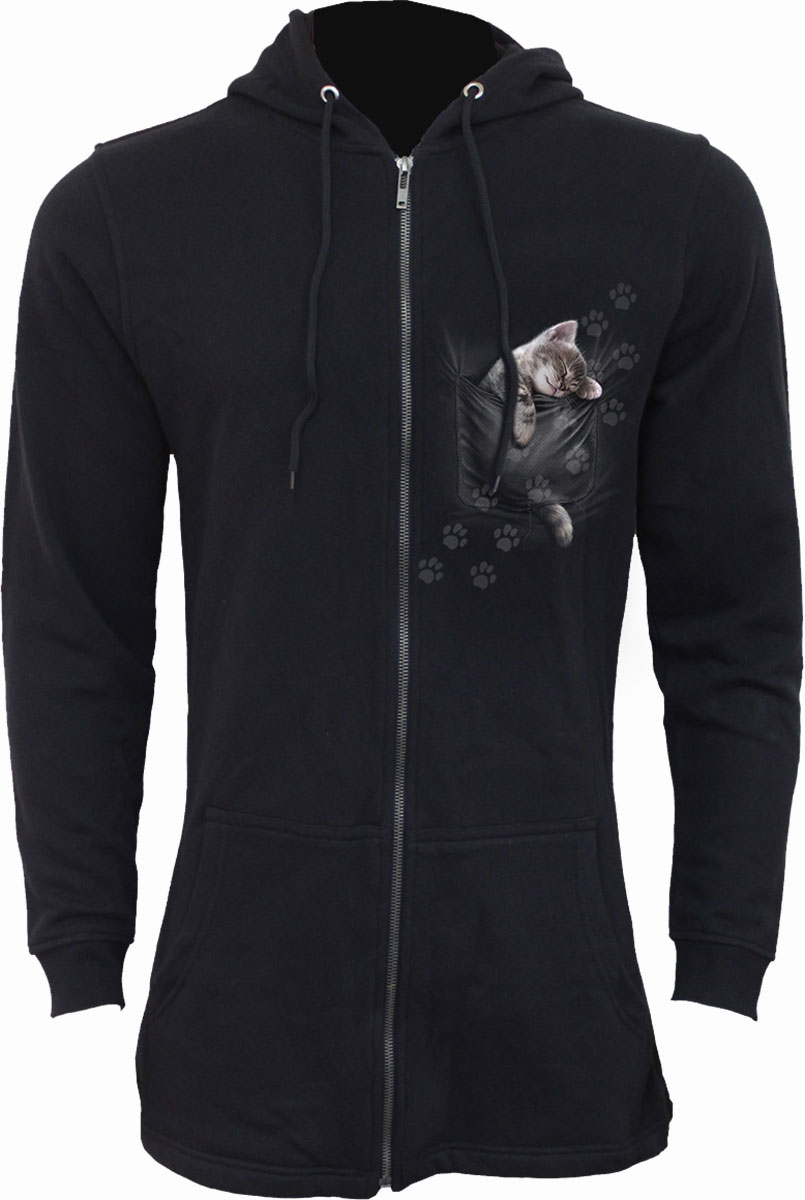 Pocket Kitten Ladies Fish Tail Full Zip Hoody - Zip Sleeve (Plain)