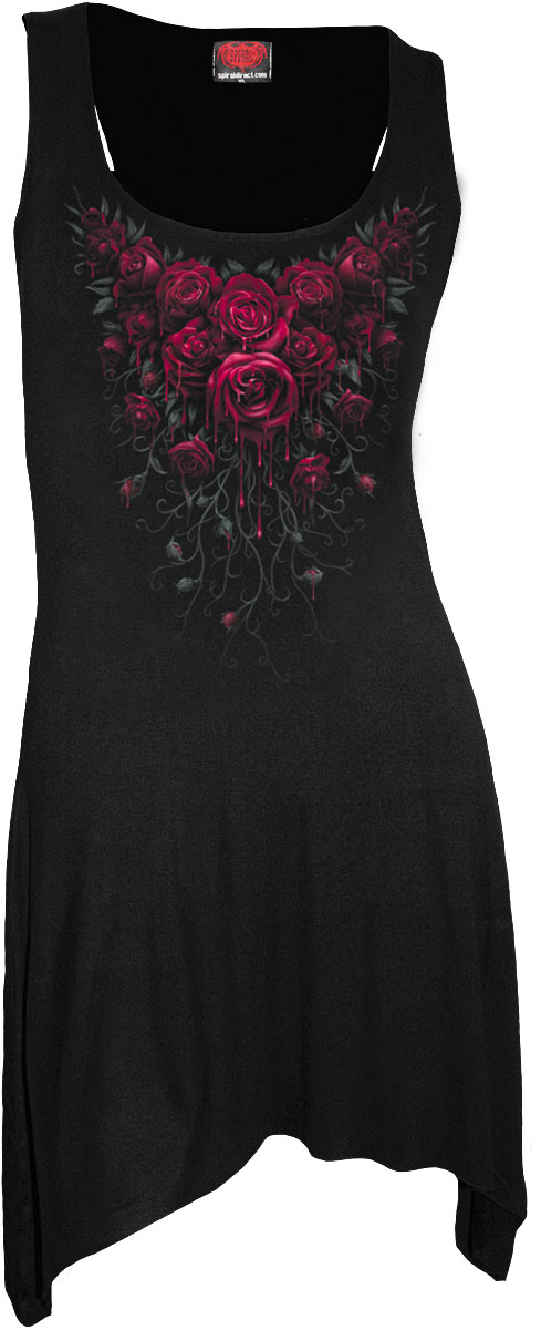 Blood Rose Goth Bottom Camisole Dress Black (Plain)