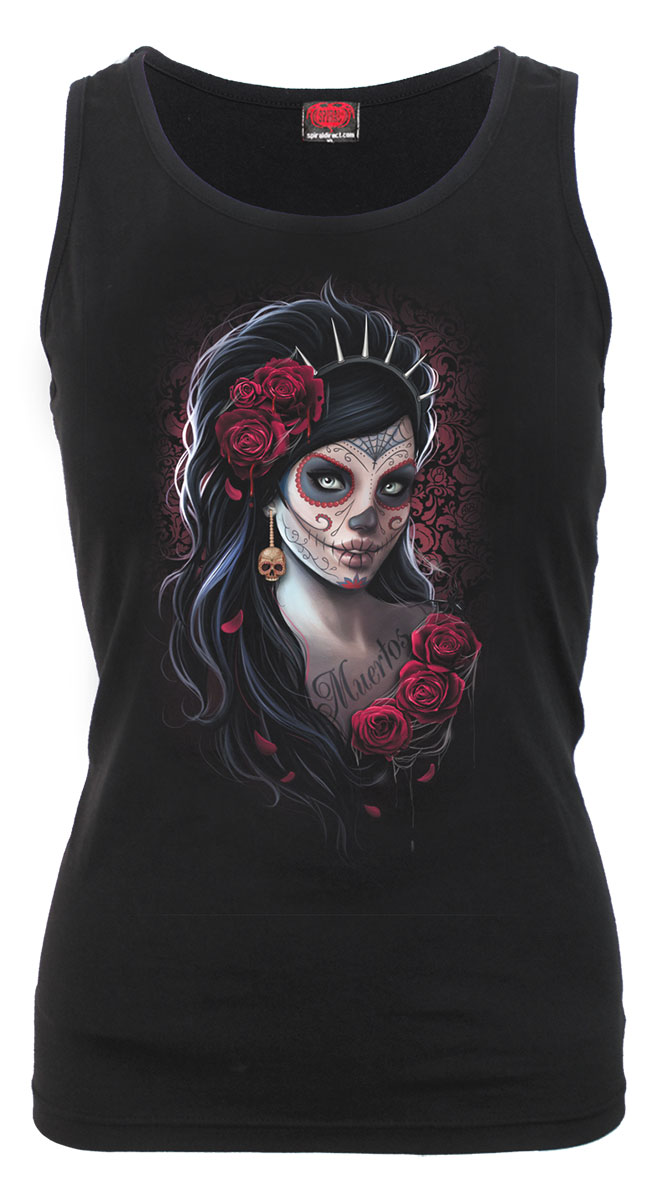 Day Of The Dead Razor Back Top Black (Plain)