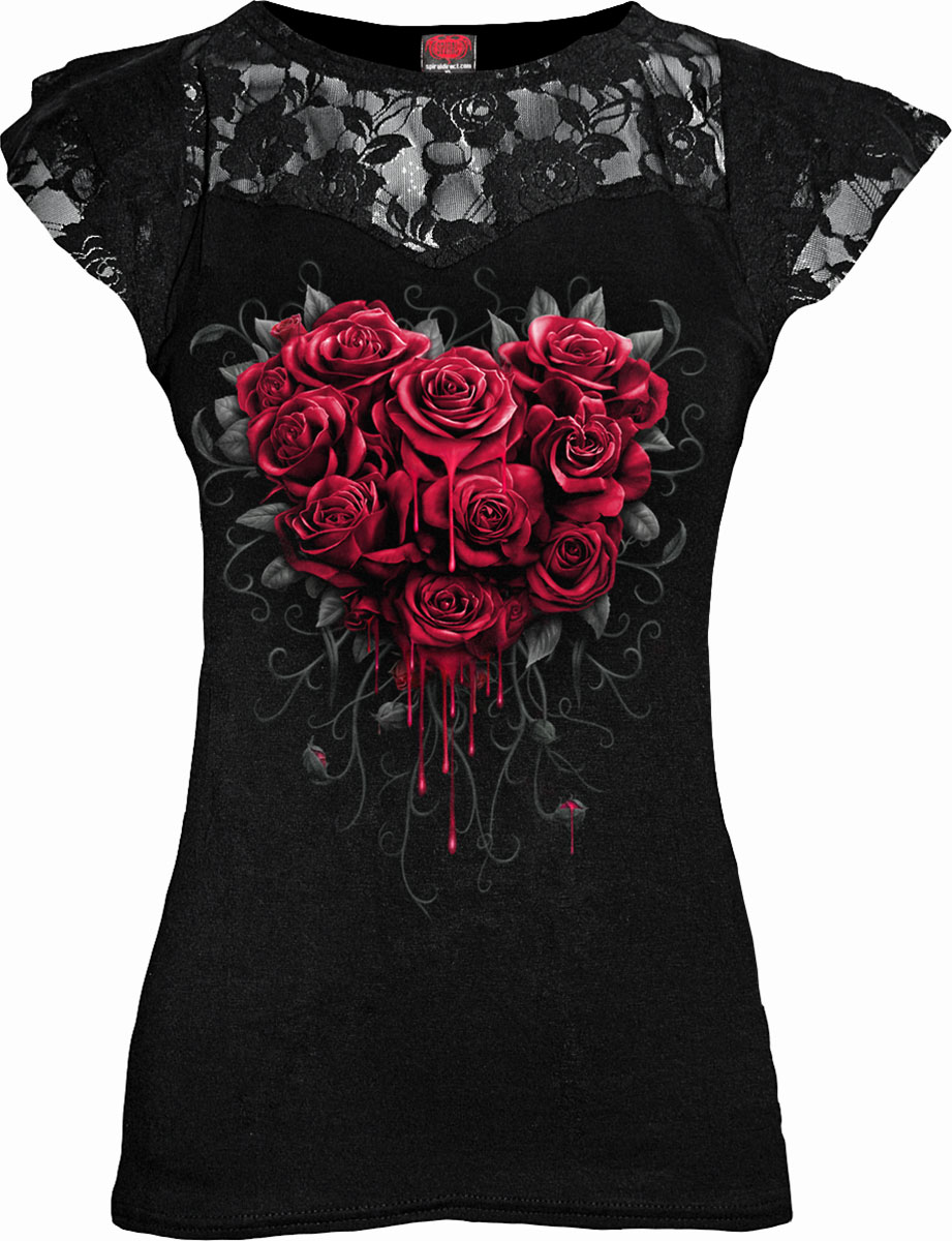 Bleeding Heart Lace Layered Cap Sleeve Top Black