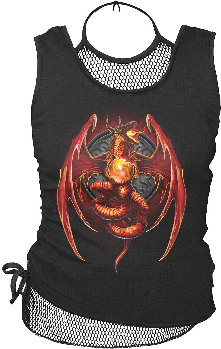 Dragon'S Wrath 2In1 Neck Tie Mesh Top Black (Plain)