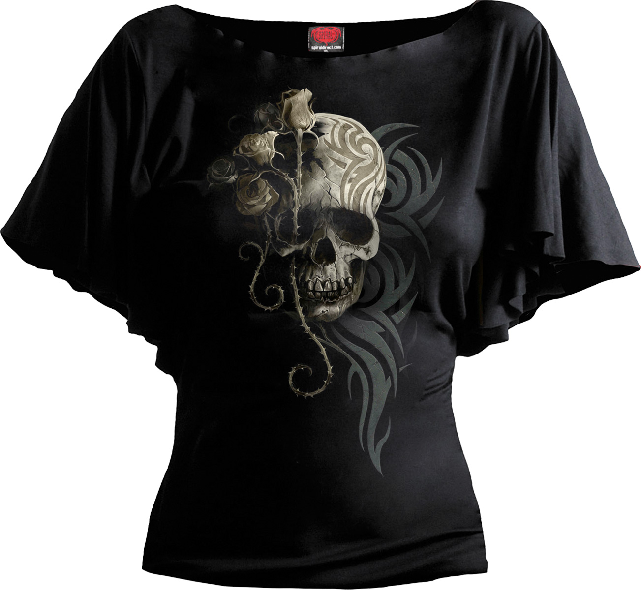 Dark Angel Boat Neck Bat Sleeve Top Black (Plain)