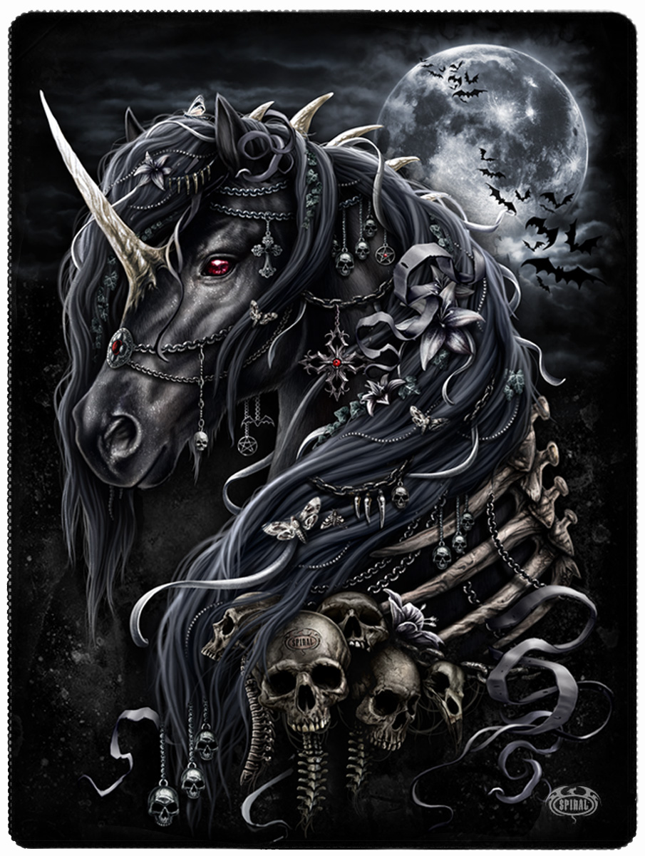 Dark Unicorn Fleece Blanket With Double Sided Print