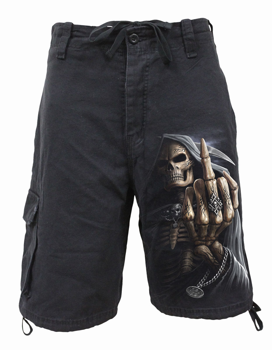 Bone Finger Vintage Cargo Shorts Black (Plain)