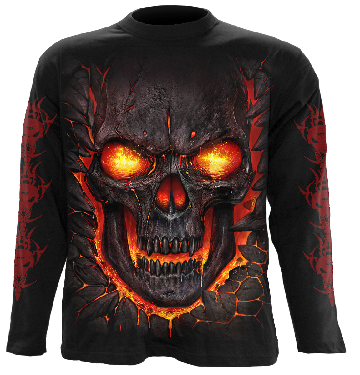 Skull Lava Longsleeve T-Shirt Black