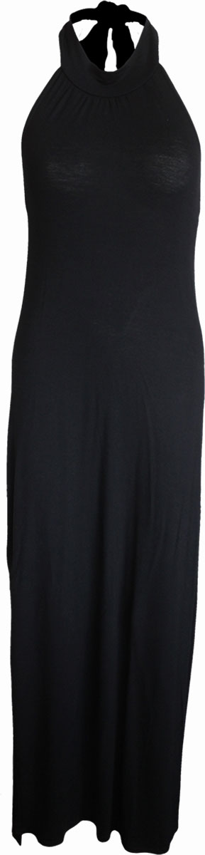Gothic Elegance Halter Neck Tie-Up Long Dress