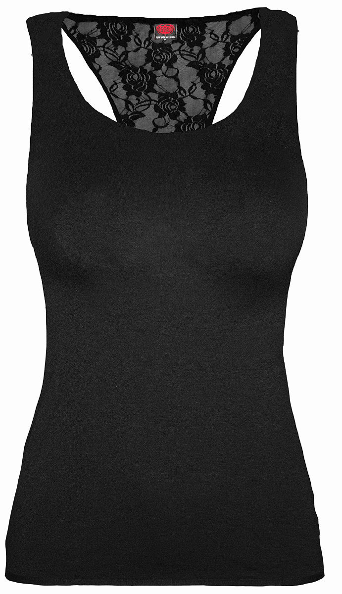 Gothic Elegance Racerback Lace Top Black (Plain)
