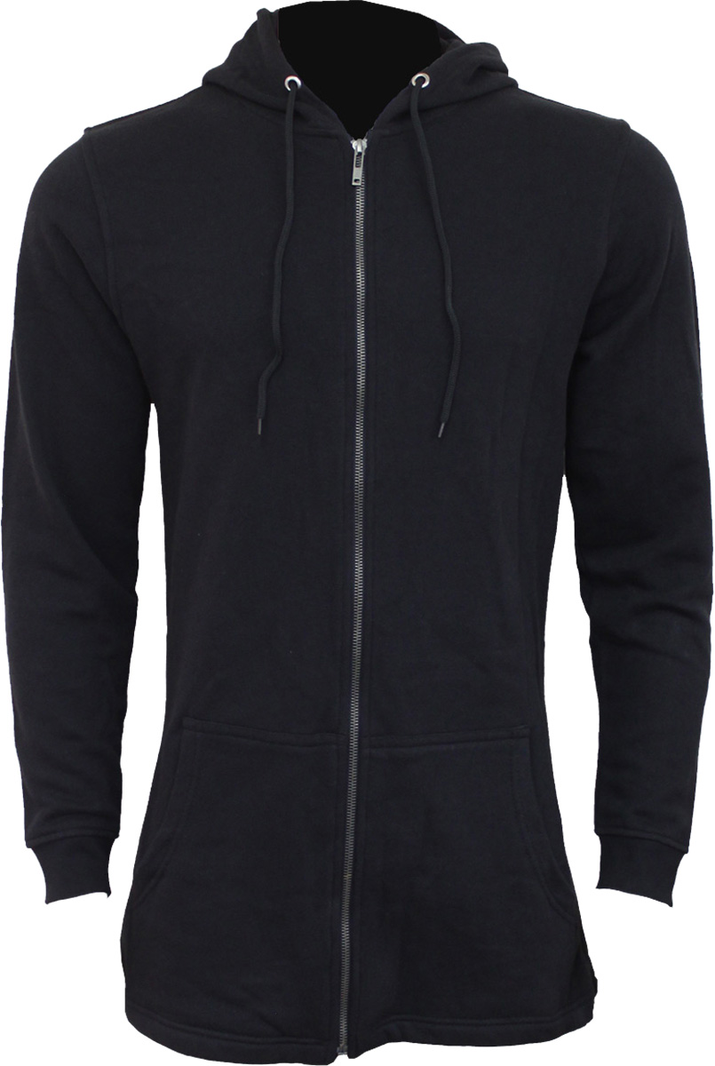 Gothic Rock Mens Fish Tail Zipper Hoody - Zip Sleeves
