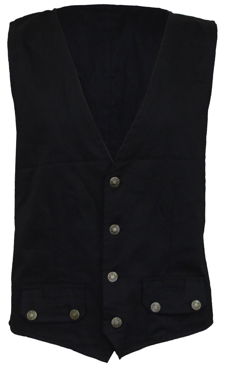 Gothic Rock Gothic Waistcoat Four Button With Lining (Plain)