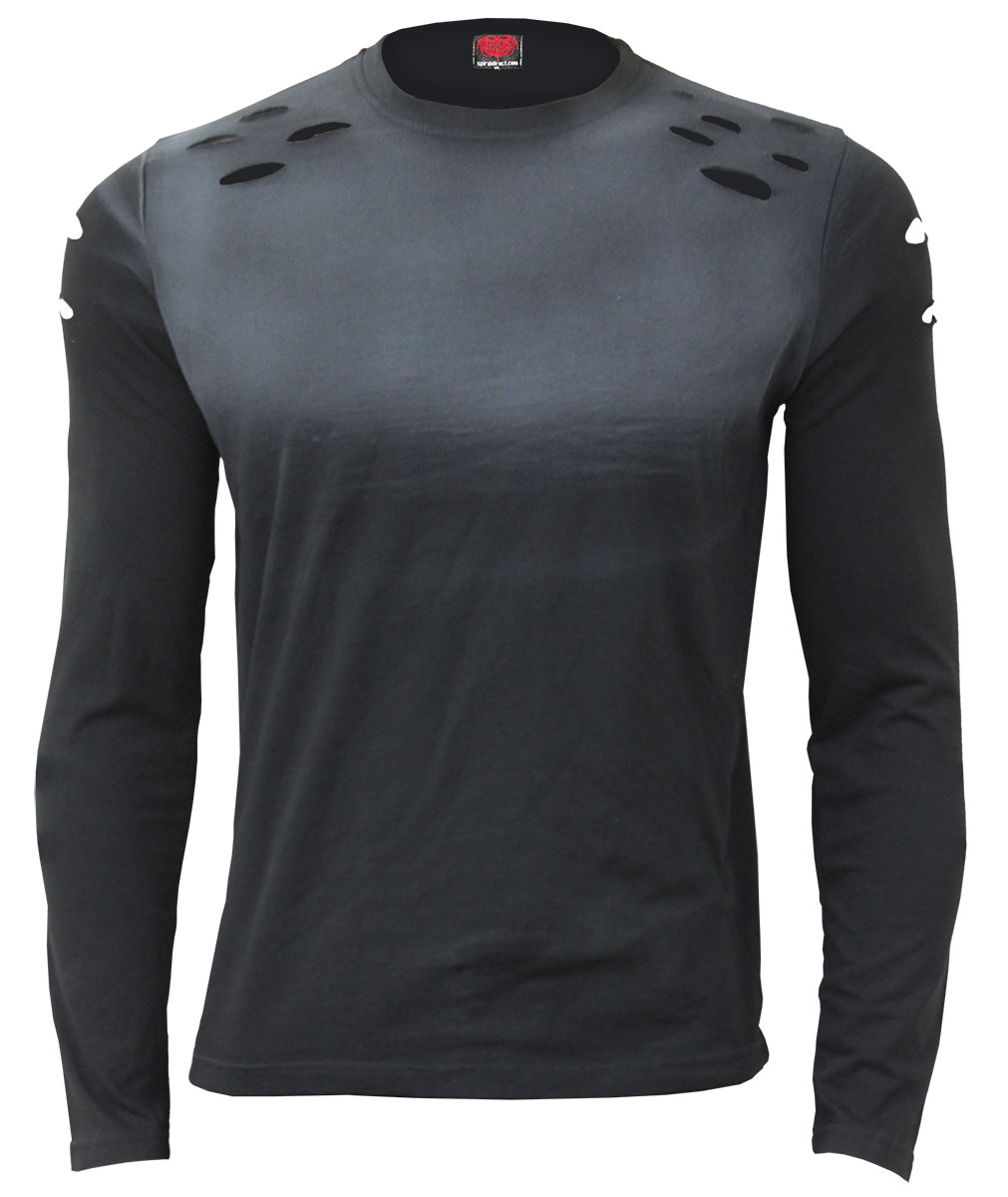 Urban Fashion Distressed Spray On Long Sleeve