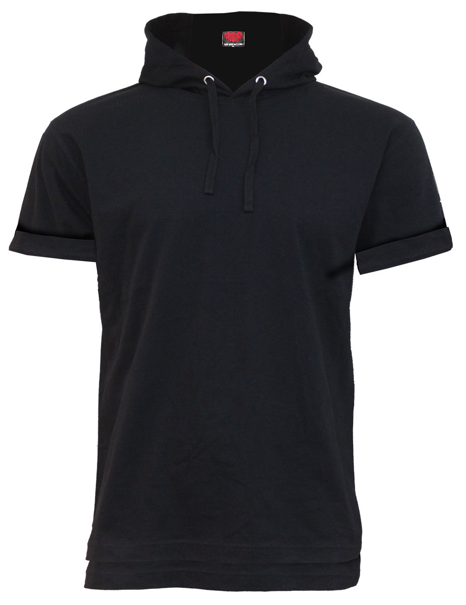Urban Fashion Fine Cotton T-Shirt Hoody Black (Plain)