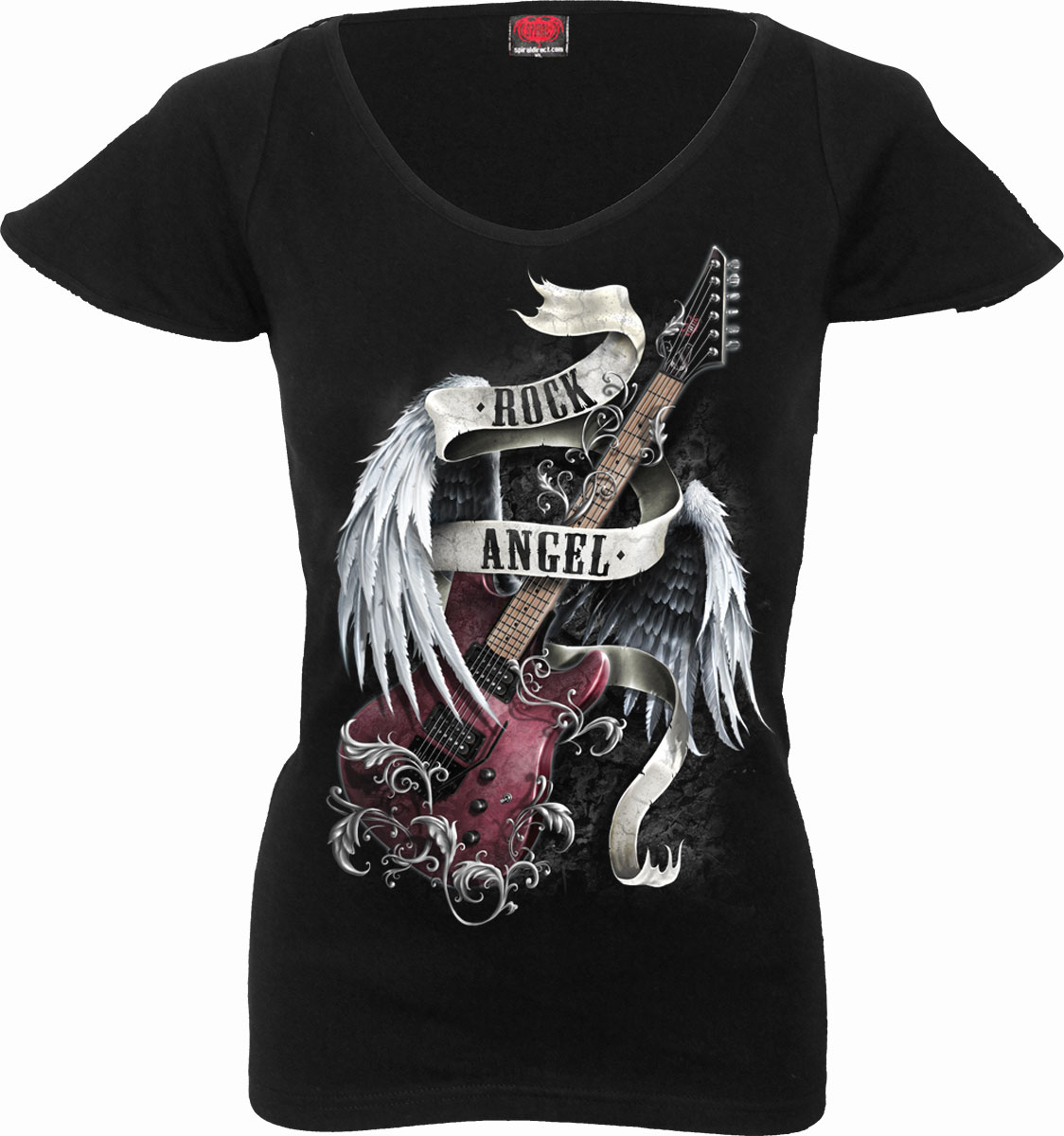 Rock Angel Cap Sleeve V Necktop Black (Plain)
