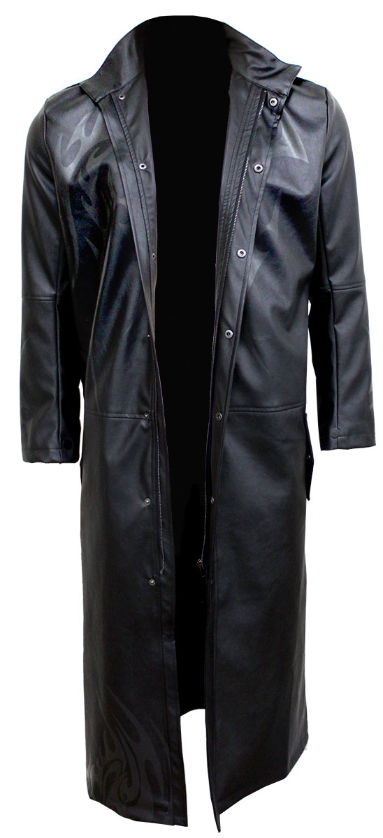 Tribal Panther Gothic Trench Coat Pu-Leather With Full Zip