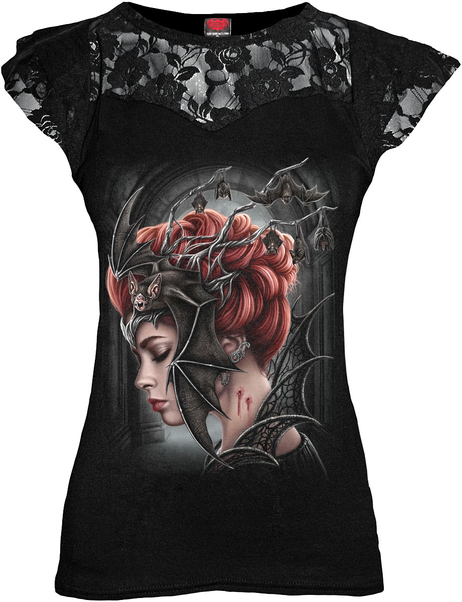 Queen Of The Night Lace Layered Cap Sleeve Top Black