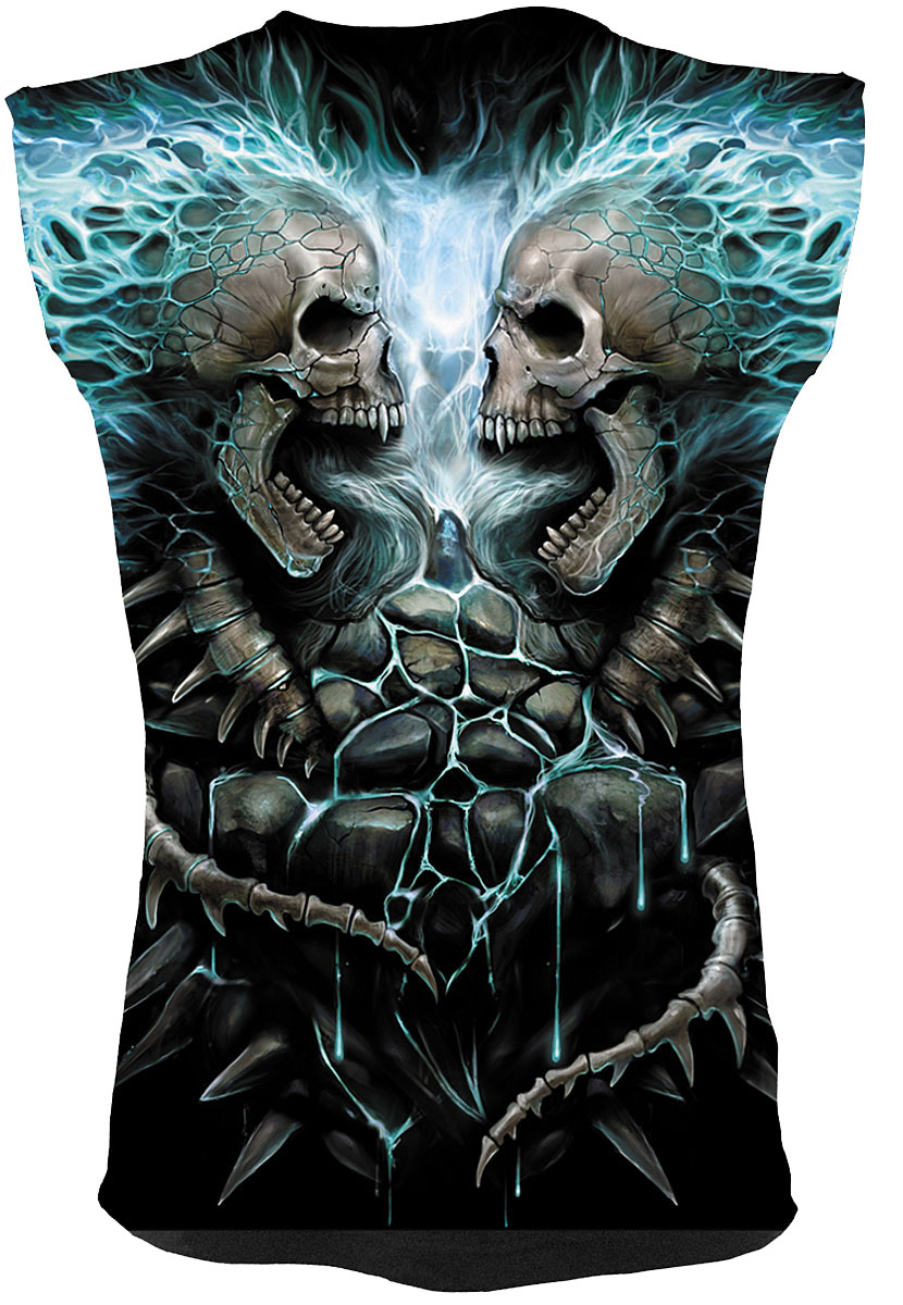 Flaming Spine Allover Sleeveless T-Shirt Black