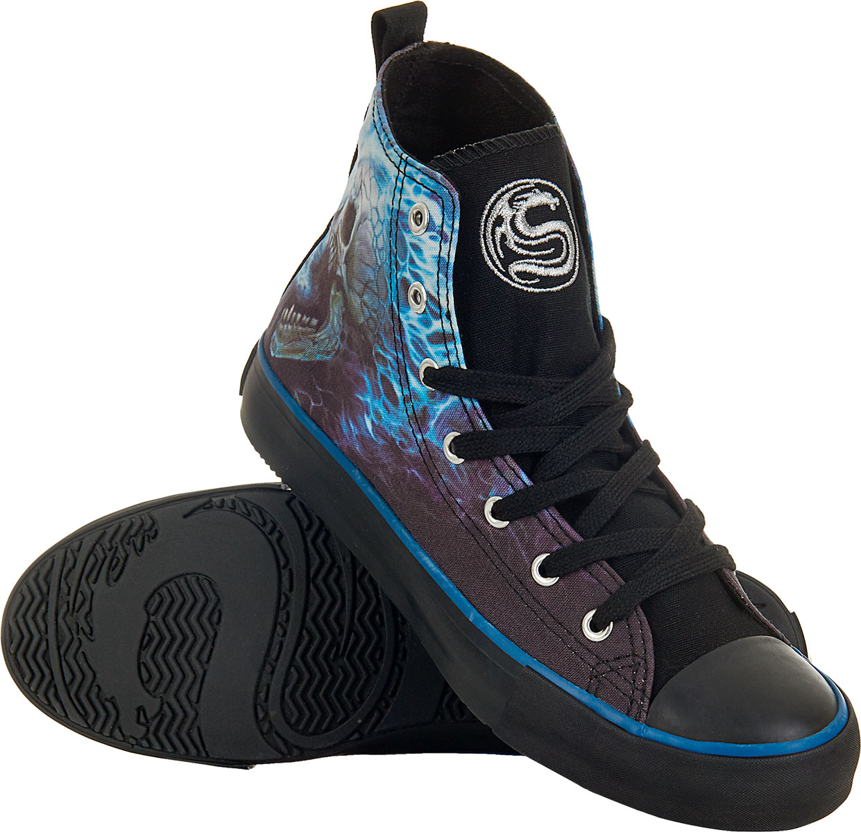 Flaming Spine Sneakers - Ladies High Top Laceup