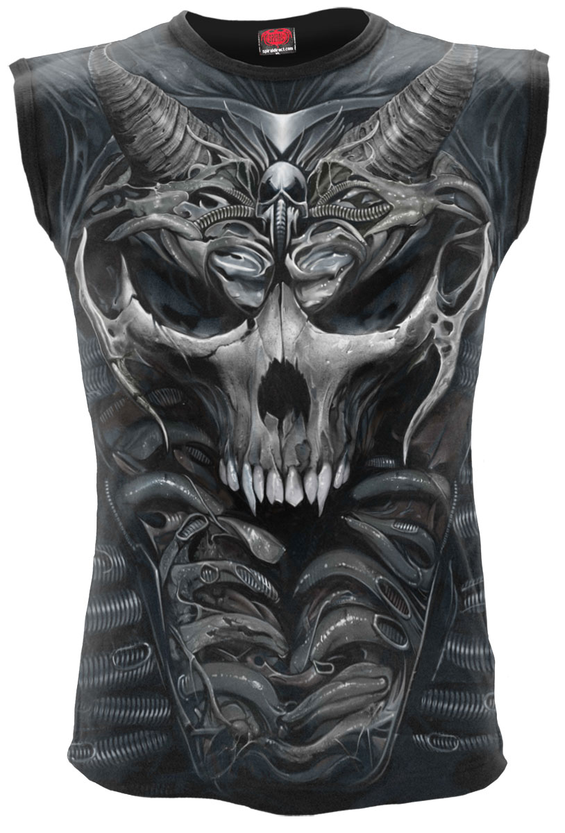 Skull Armour Allover Sleeveless T-Shirt Black